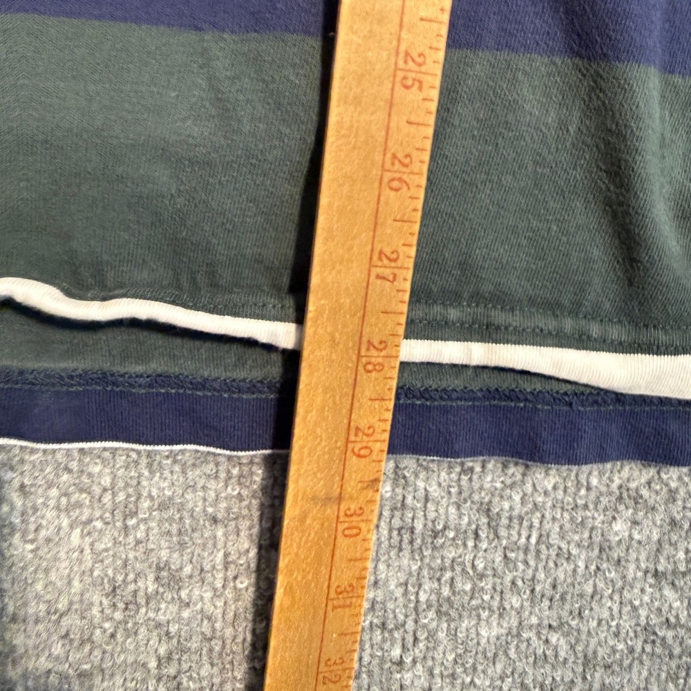 Chaps Mens XXL Rugby Shirt Long Sleeve Striped Navy Green White Cotton Polo - Picture 4 of 6
